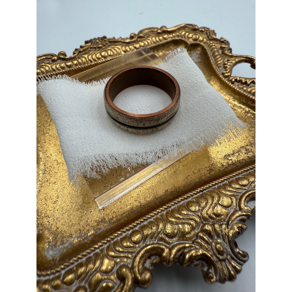 Handmade Wood and Copper Inlay Band Ring Rustic Mens Wedding Size 11.25 Artisan